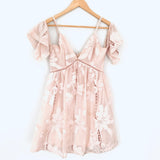 Lovers + Friends Blush Pink Embroidered Dress- Size XS