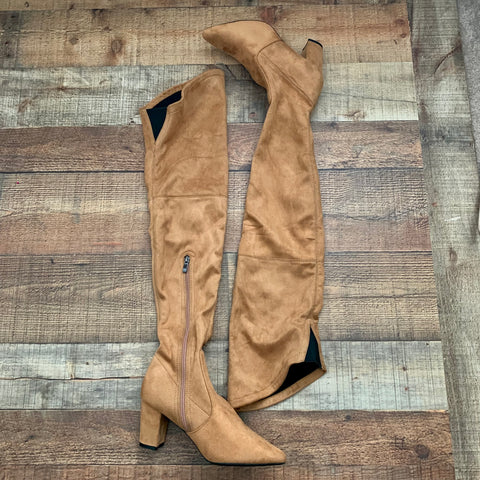 No Brand Suede Camel Brown Thigh High Boots- Size 39