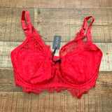 Figleaves Red Ava Exposed Wire Underwired Plunge Bra NWT- Size 34I