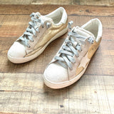 Nature Breeze Gold Metallic White Star Silver Shoe Lace Slip On Sneaker- Size 9
