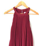 Pink Lily Burgundy Pleated Halter Neck Dress- Size S