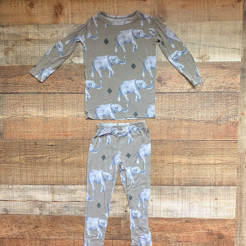 Posh Peanut Green/Grey Elephant Pajama Set- Size 18-24M (see notes)