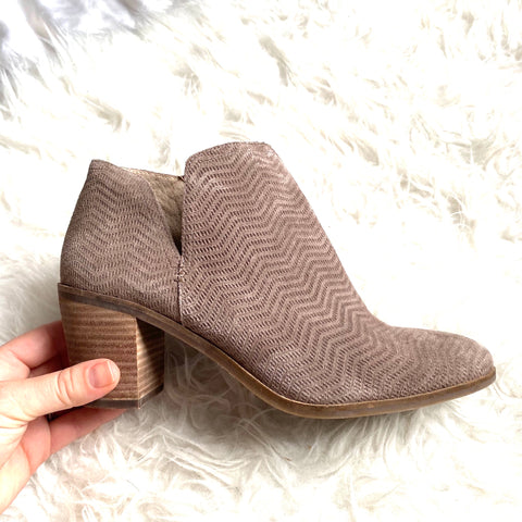 Lucky Taupe Suede Side Cut Out Booties- Size 9 (Great condition!)