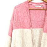 Andree by Unit Pink and Cream Chenille Cardigan- Size S