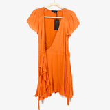 Gibson Look Orange Swiss Dot Wrap Dress NWT- Size XXS