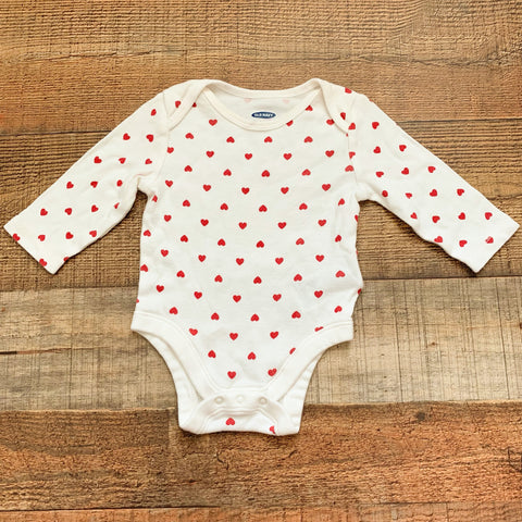 Old Navy Heart Print Onesie- Size 3-6M