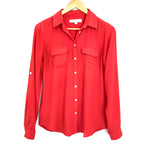 LOFT Red Polyester Button Up Blouse- Size XS