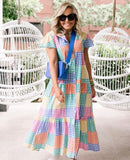 Briton Court Multi Color Gingham Button Up Maxi Dress NWT- Size XS