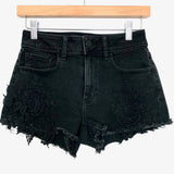 American Eagle Black Lace Detail Super Super Stretch Jean Cutoff Shorts- Size 0