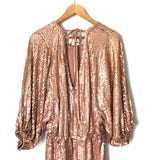 Show Me Your Mumu Rose Gold Sequins Mini Dress with Tie Exposed Back- Size S