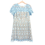 Eliza J Blue/Nude Crochet Lace Overlay Dress- Size 14