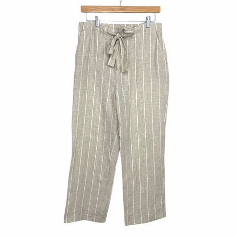 Sanctuary Khaki and White Striped Linen Belted Pants NWT- Size 28 (Inseam 24.5”)
