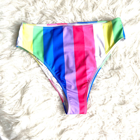 No Brand Colorful Striped Bikini Bottoms- Size ~L (BOTTOMS ONLY)