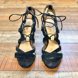 Sam Edelman Black Suede Leather Lace Up Sandals- Size 9.5