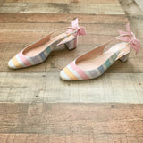 J Crew Rainbow Gingham Slingback Pumps- Size 9