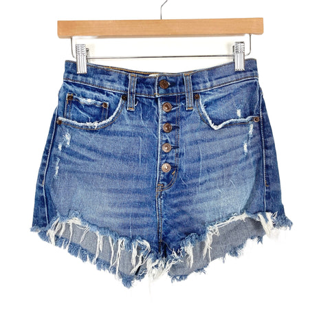 Abercrombie & Fitch Distressed Button Fly High Rise Mom Shorts- Size 25/0