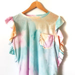 Storia Blue/Pink/Orange Tie Dye Ruffle Cap Sleeve Top NWT- Size S