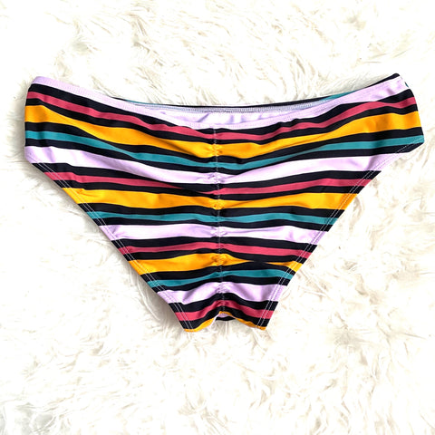 Xhilaration Striped Ruched Back Bikini Bottoms- Size L (BOTTOMS ONLY)