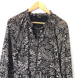 Aakaa Black Floral Tie Front Dress- Size S