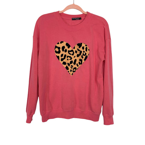 Fifth Sun Animal Print Heart Sweatshirt- Size L