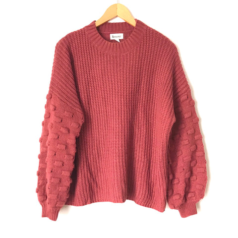 &Merci Wine Sleeve Detail Knit Sweater- Size S
