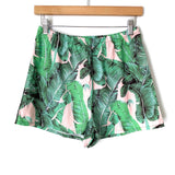 No Brand Pink and Green Palm Leaf Pajama Set- Size S (SOLD AS SET)