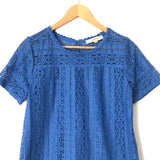 LOFT Blue Lace Blouse- Size XS