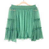 No Brand Green Off The Shoulder Ruffle Bell Sleeve Sheer Back Top- Size S