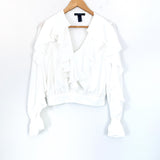 Forever 21 White Ruffle Detail Blouse- Size S