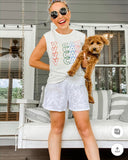 Fantastic Fawn White “Vacay” Tank Top- Size S