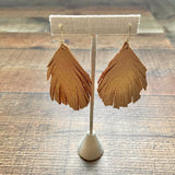 Lala's Gold Glitter Suede Leaf Earrings