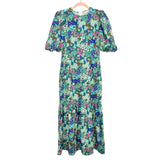 Sunday Up Green Floral Puff Sleeve Dress- Size S