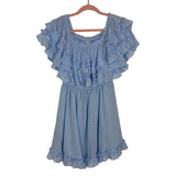 Day + Moon Blue Swiss Dot Off the Shoulder Ruffle Dress NWT- Size L