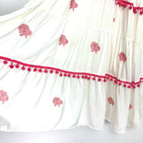 Chicwish White Embroidered Pom Pom Trim Dress- Size M (see notes)