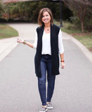 LOFT Deep Green & Black Oversized Knit Sweater Vest- Size XS