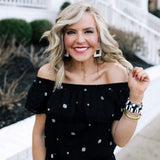 Gibson Naples Venezia Black Print Off The Shoulder Top NWT- Size PXXS (we have matching shorts)