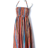 Luxxel Striped Halter Smocked Back Maxi Dress- Size S
