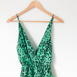 WAYF Green Leopard Print Ruffle Mini Dress NWT- Size XS