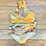 Albion Yellow Floral High Waist Bikini Bottoms- Size XS