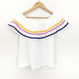 Gibson White Rickrack Off the Shoulder Blouse- Size  XS