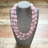 No Brand Light Pink Beads Triple Strand Necklace