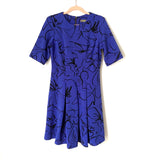 Melonie Sapphire/Black Ribbed Pleated Dress NWT- Size 10