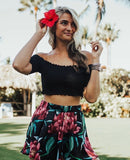 Majorelle Black Ribbed Crop Top- Size S