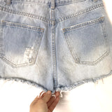 Vestique Light Wash Star Print Distressed Denim Shorts- Size S (see notes)