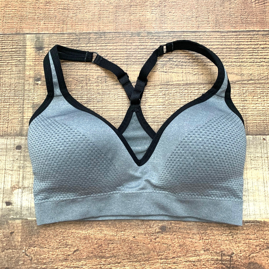 Jockey Grey and Black Mid Impact Molded Cup Seamless Sports Bra- Size S