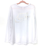 Pre-owned Nike White Gold Logo Long Sleeve Top- Size L