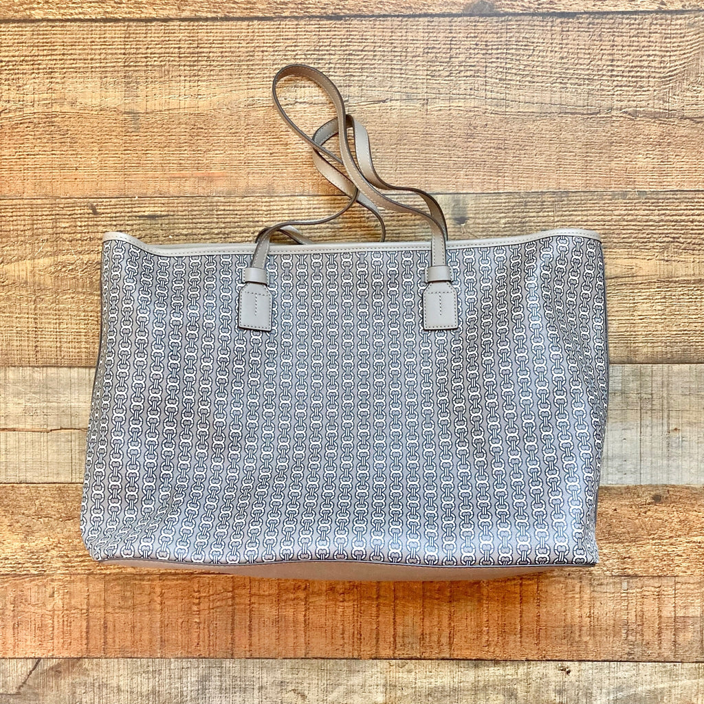 Tory Burch Gray Heron Gemini Link Coated Canvas Tote (sold out
