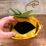 No Brand Yellow with Pineapple Insert Cross Body Bag with Detachable Gold Strap