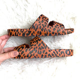 Freedom Moses Brown Leopard Double Strap Sandal- Size 8/9 (like new condition)