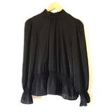 SCOOP Black Long Sleeve Peplum Top- Size S